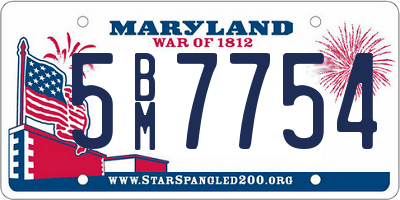 MD license plate 5BM7754