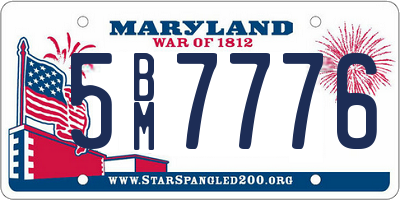 MD license plate 5BM7776