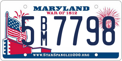 MD license plate 5BM7798