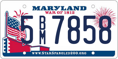 MD license plate 5BM7858