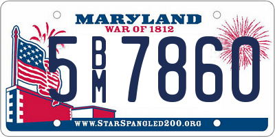 MD license plate 5BM7860