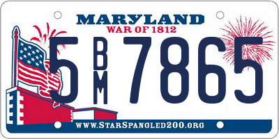 MD license plate 5BM7865