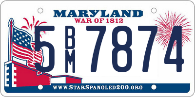 MD license plate 5BM7874