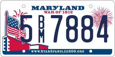 MD license plate 5BM7884