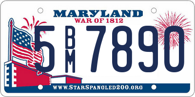 MD license plate 5BM7890