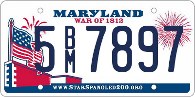 MD license plate 5BM7897