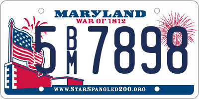 MD license plate 5BM7898