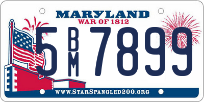 MD license plate 5BM7899