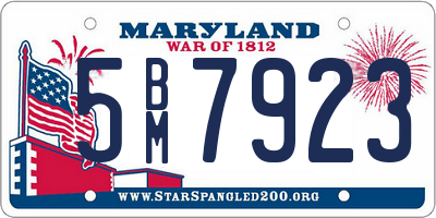 MD license plate 5BM7923
