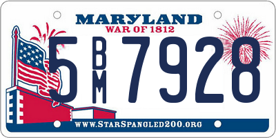 MD license plate 5BM7928
