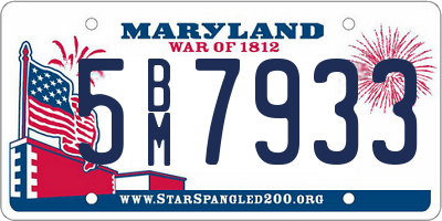 MD license plate 5BM7933