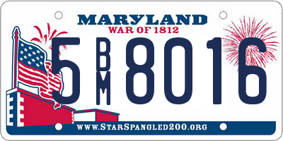 MD license plate 5BM8016