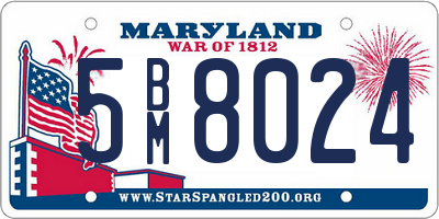 MD license plate 5BM8024