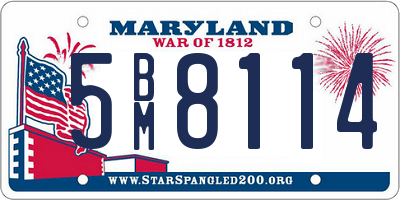 MD license plate 5BM8114