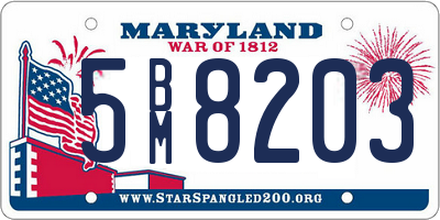 MD license plate 5BM8203