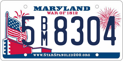 MD license plate 5BM8304