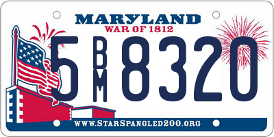 MD license plate 5BM8320