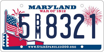 MD license plate 5BM8321