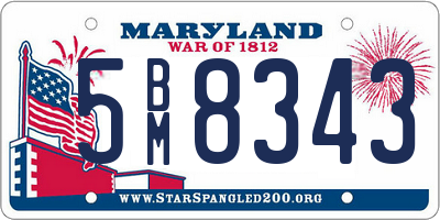 MD license plate 5BM8343