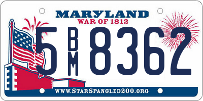 MD license plate 5BM8362