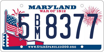 MD license plate 5BM8377