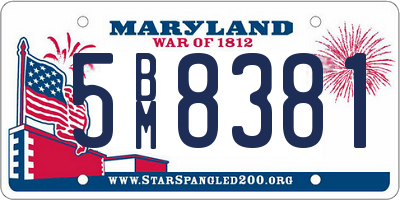 MD license plate 5BM8381