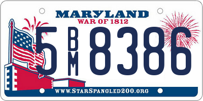 MD license plate 5BM8386