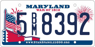 MD license plate 5BM8392