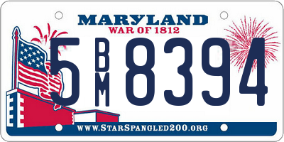MD license plate 5BM8394