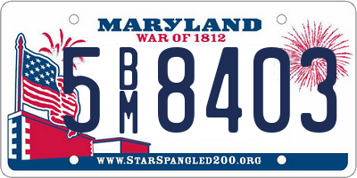 MD license plate 5BM8403