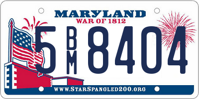 MD license plate 5BM8404