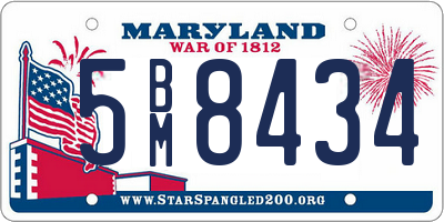 MD license plate 5BM8434