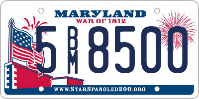 MD license plate 5BM8500