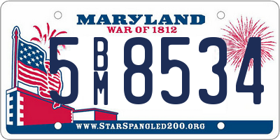 MD license plate 5BM8534