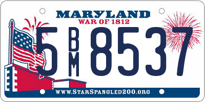 MD license plate 5BM8537