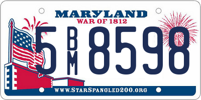 MD license plate 5BM8598