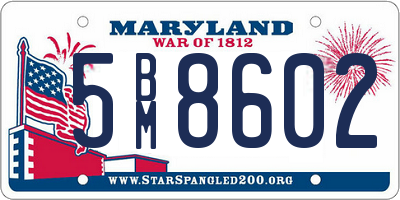 MD license plate 5BM8602