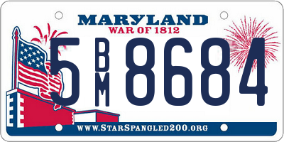 MD license plate 5BM8684