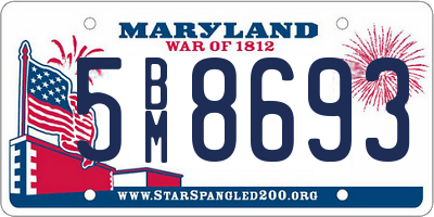 MD license plate 5BM8693