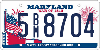 MD license plate 5BM8704