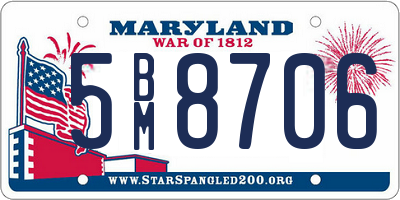MD license plate 5BM8706