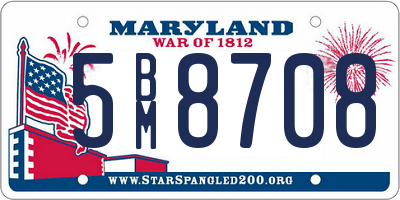 MD license plate 5BM8708