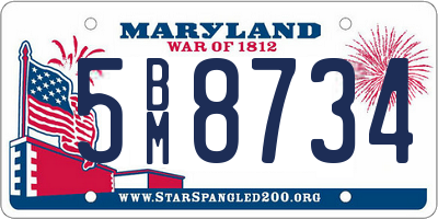 MD license plate 5BM8734