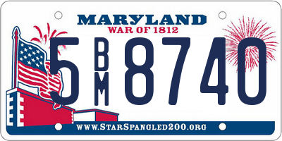 MD license plate 5BM8740