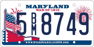 MD license plate 5BM8749