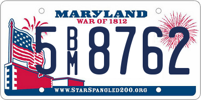 MD license plate 5BM8762