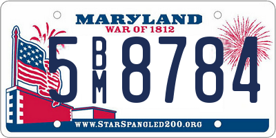 MD license plate 5BM8784