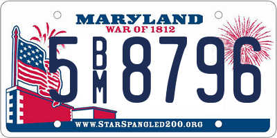 MD license plate 5BM8796
