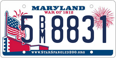 MD license plate 5BM8831