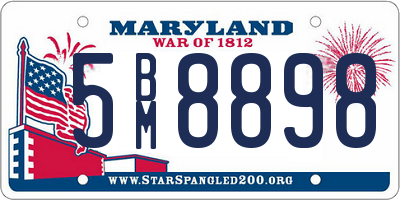 MD license plate 5BM8898